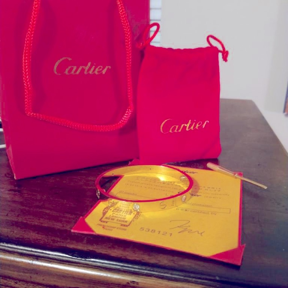 Cartier bangle bracelet with diamonds! 18k gold!